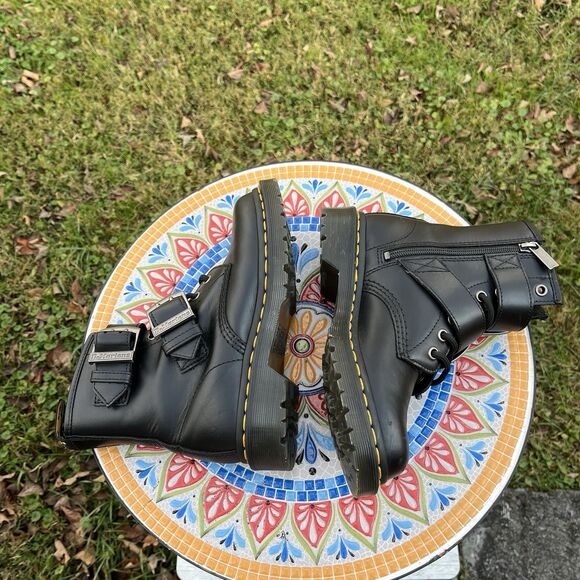 Dr. Doc Martens Women's Size 5 Bex Double 1460 Strap 8-Eye Lace Up Black Boots - Picture 7 of 9